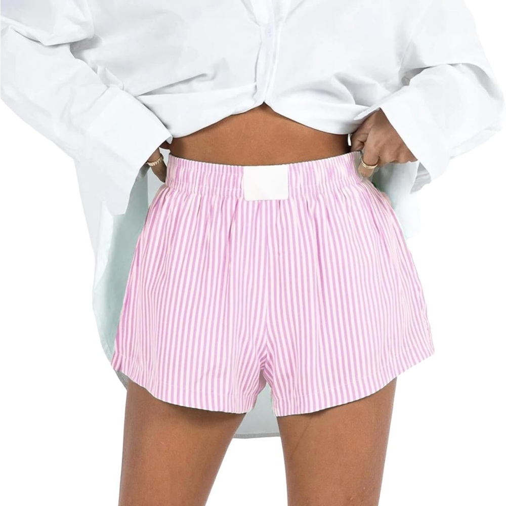 Pink Striped Women's Boxer Shorts